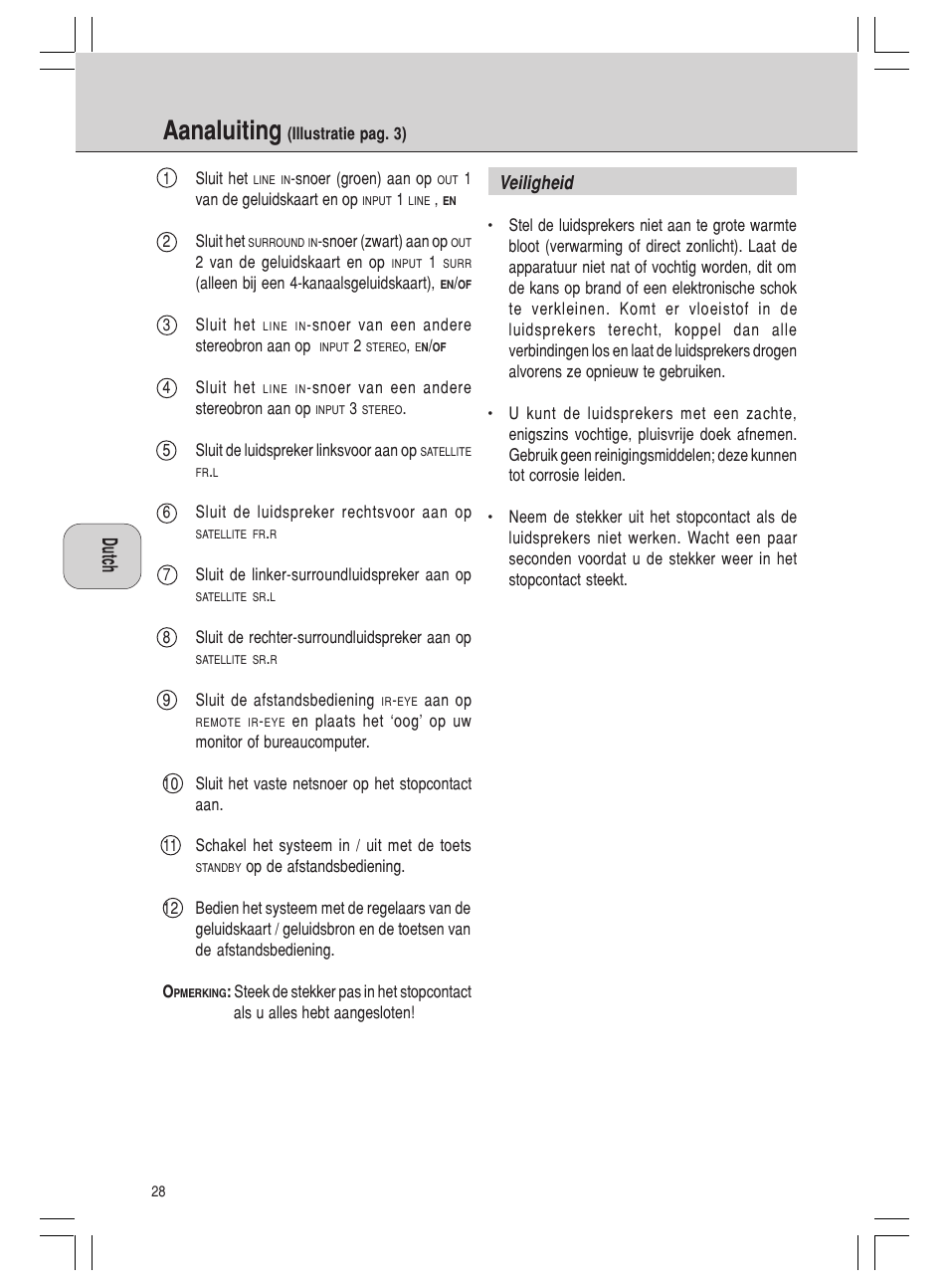 Aanaluiting | Philips MMS 305 User Manual | Page 28 / 62