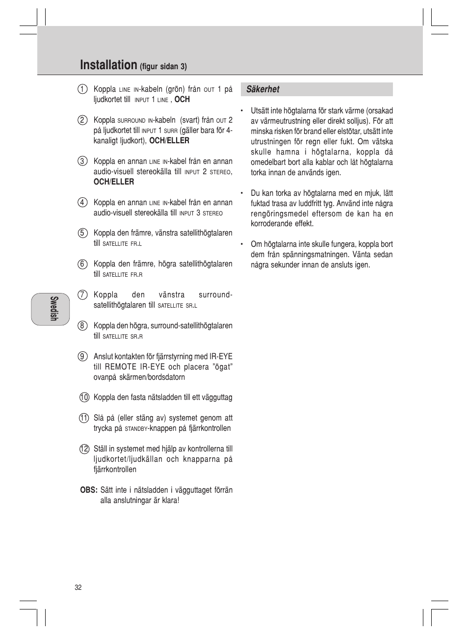 Installation | Philips MMS 305 User Manual | Page 32 / 62