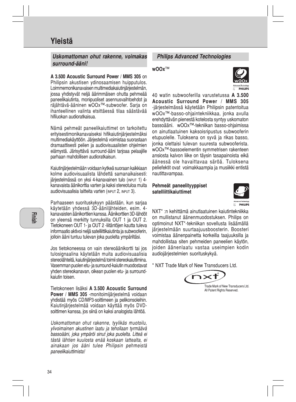 Yleistä | Philips MMS 305 User Manual | Page 34 / 62