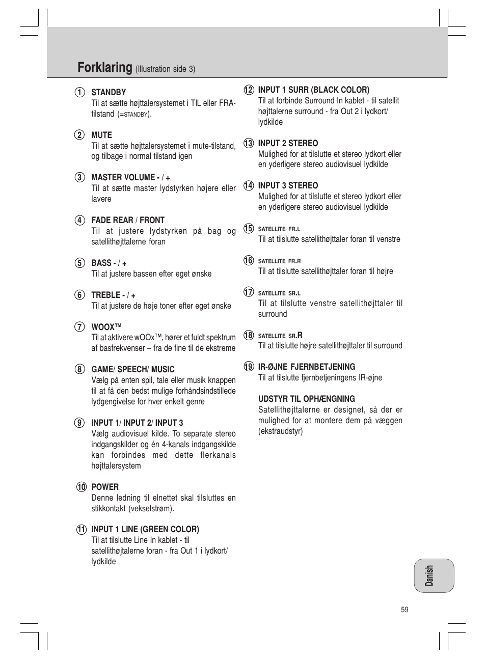 Forklaring | Philips MMS 305 User Manual | Page 59 / 62
