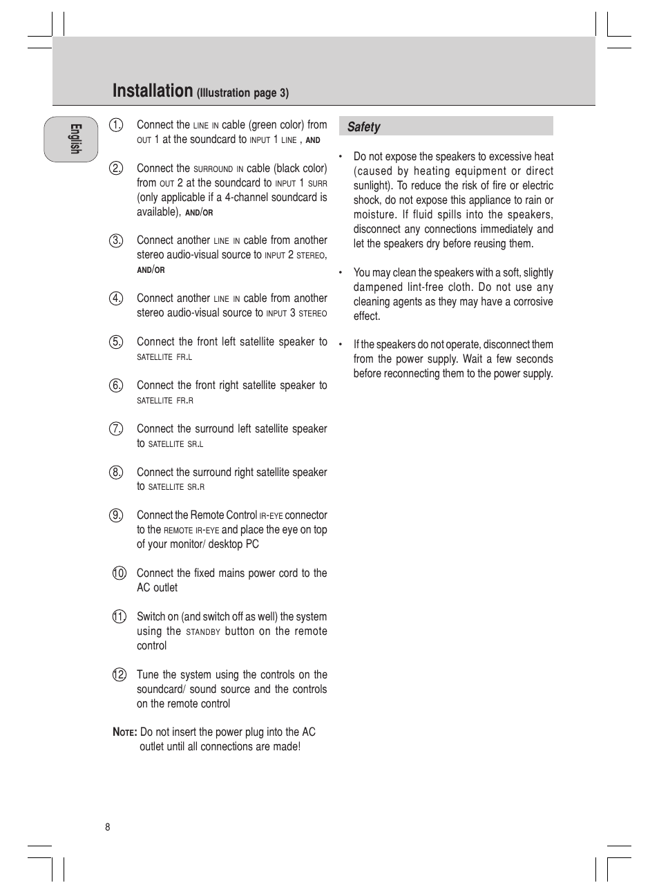 Installation | Philips MMS 305 User Manual | Page 8 / 62