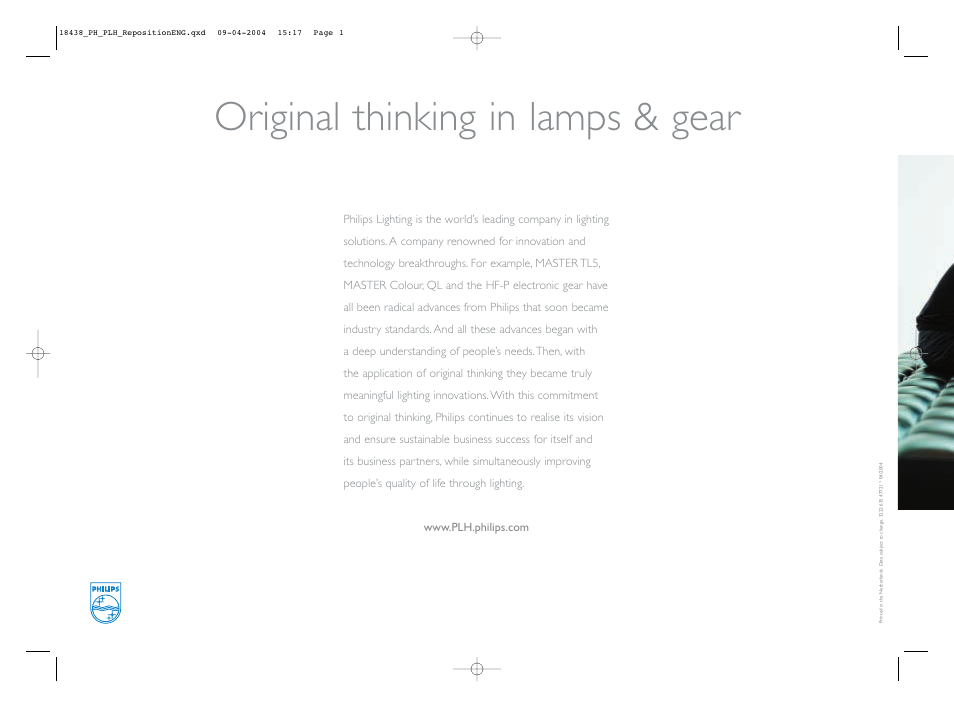 Original thinking in lamps & gear | Philips MASTER PL-H User Manual | Page 11 / 11