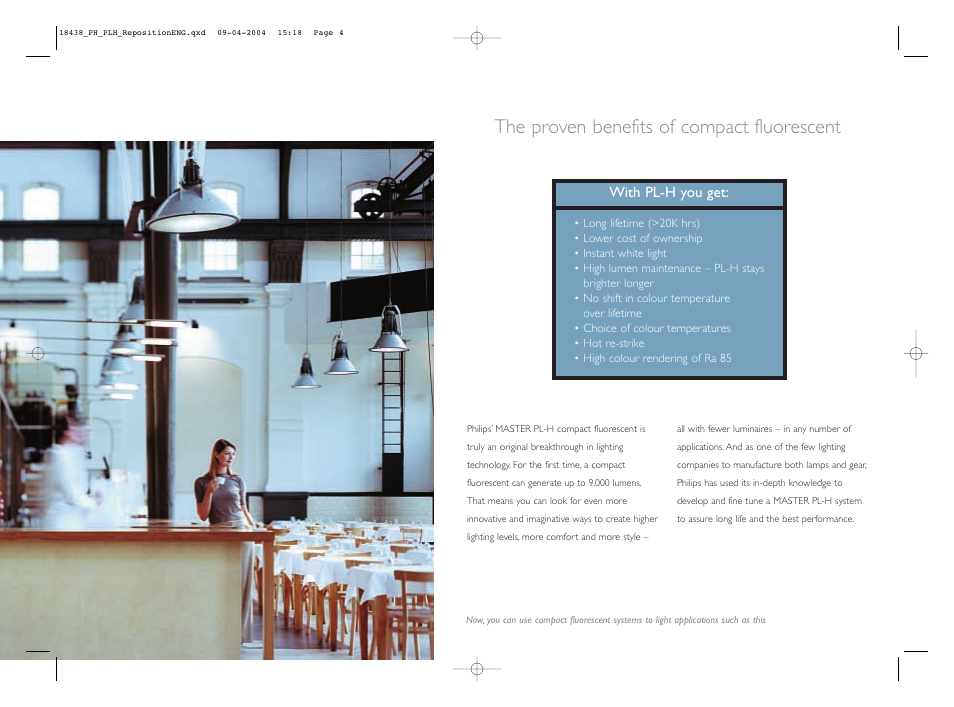 The proven benefits of compact fluorescent, With pl-h you get | Philips MASTER PL-H User Manual | Page 3 / 11