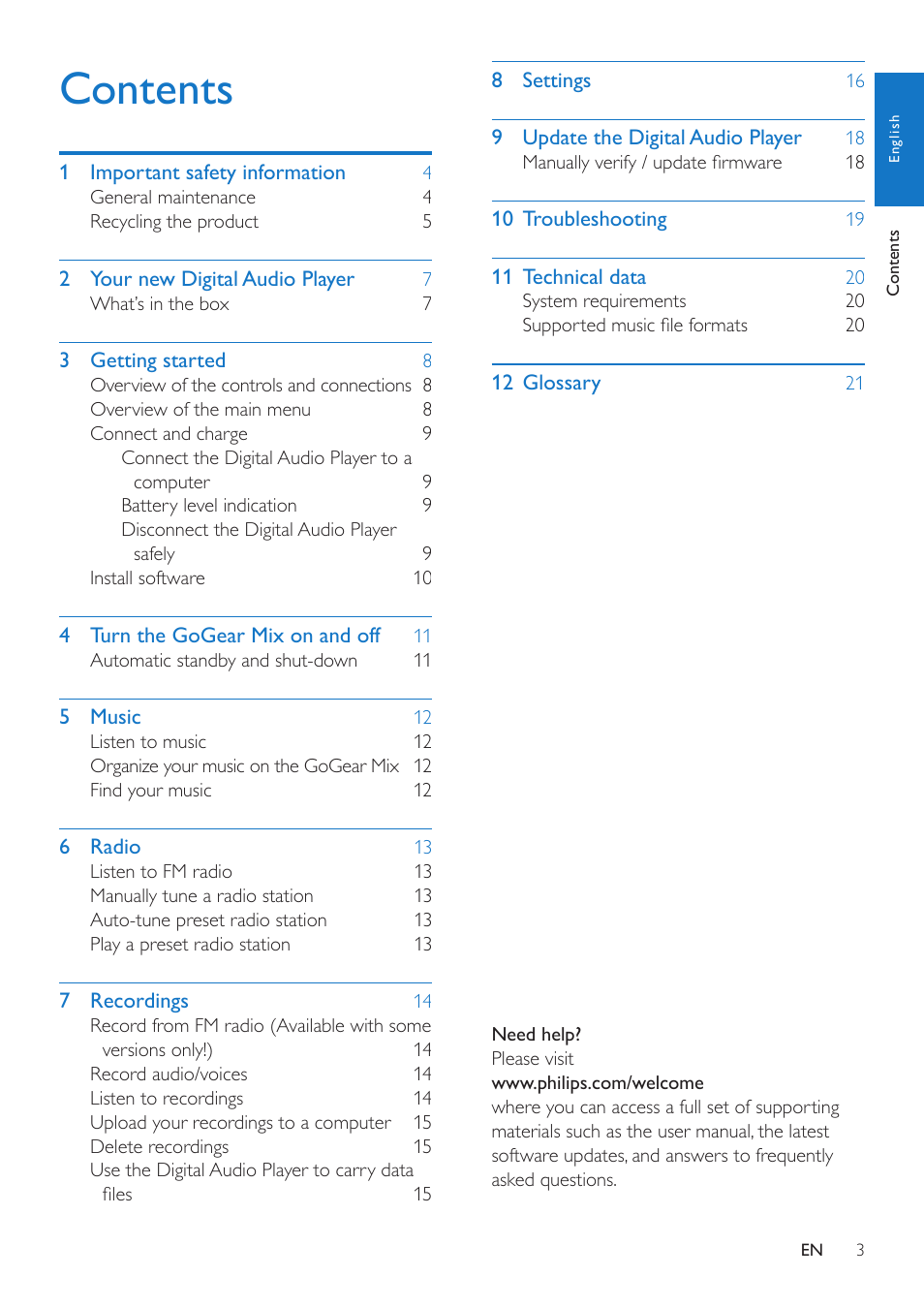 Philips GOGEAR SA1MXX02P User Manual | Page 2 / 21