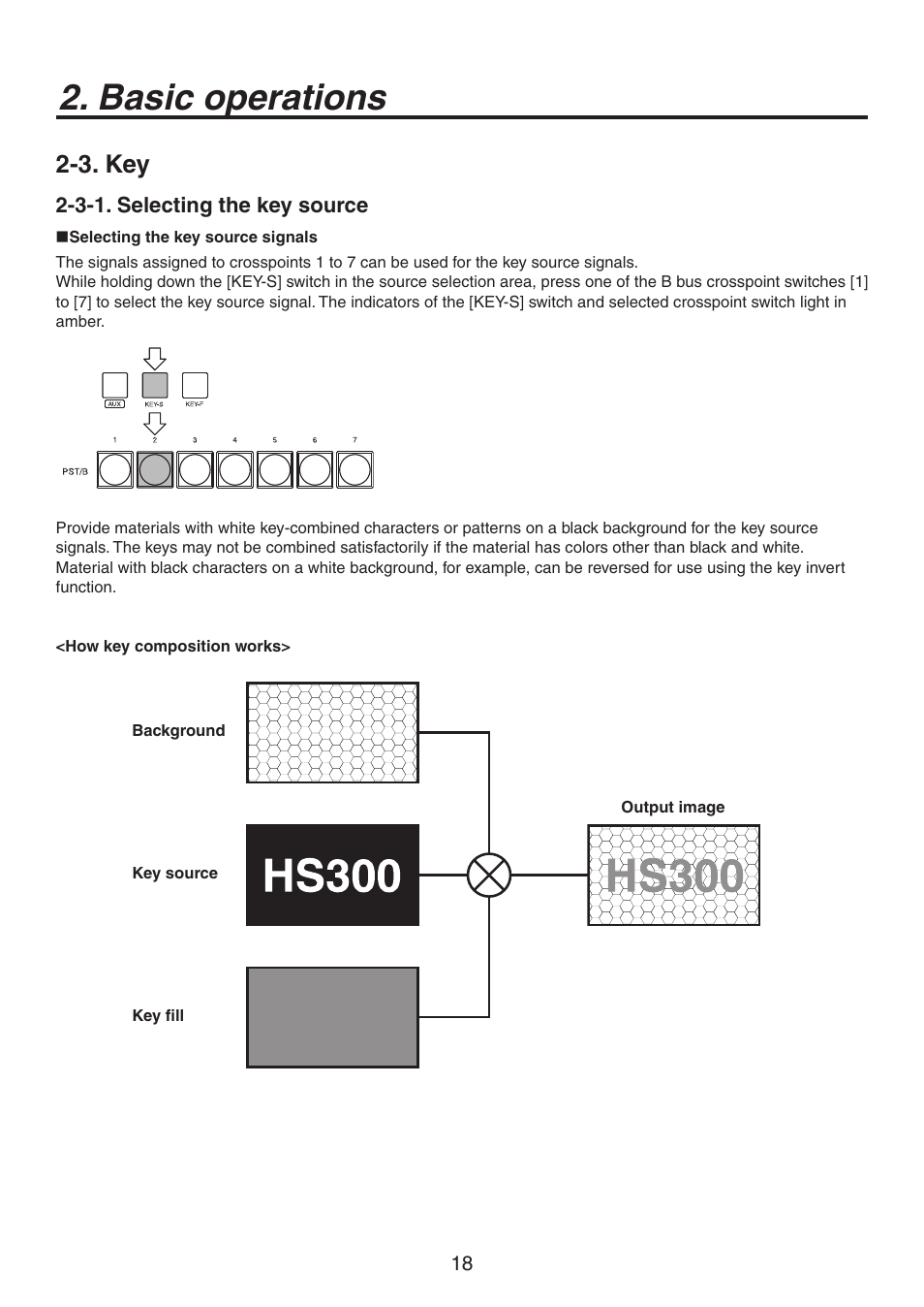 Basic operations, 3. key | Philips AV-HS300G User Manual | Page 18 / 64
