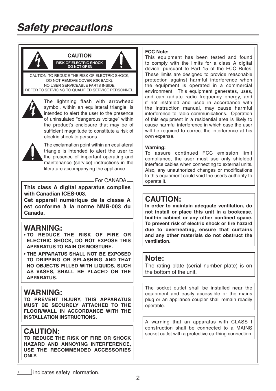Safety precautions, Warning, Caution | Philips AV-HS300G User Manual | Page 2 / 64