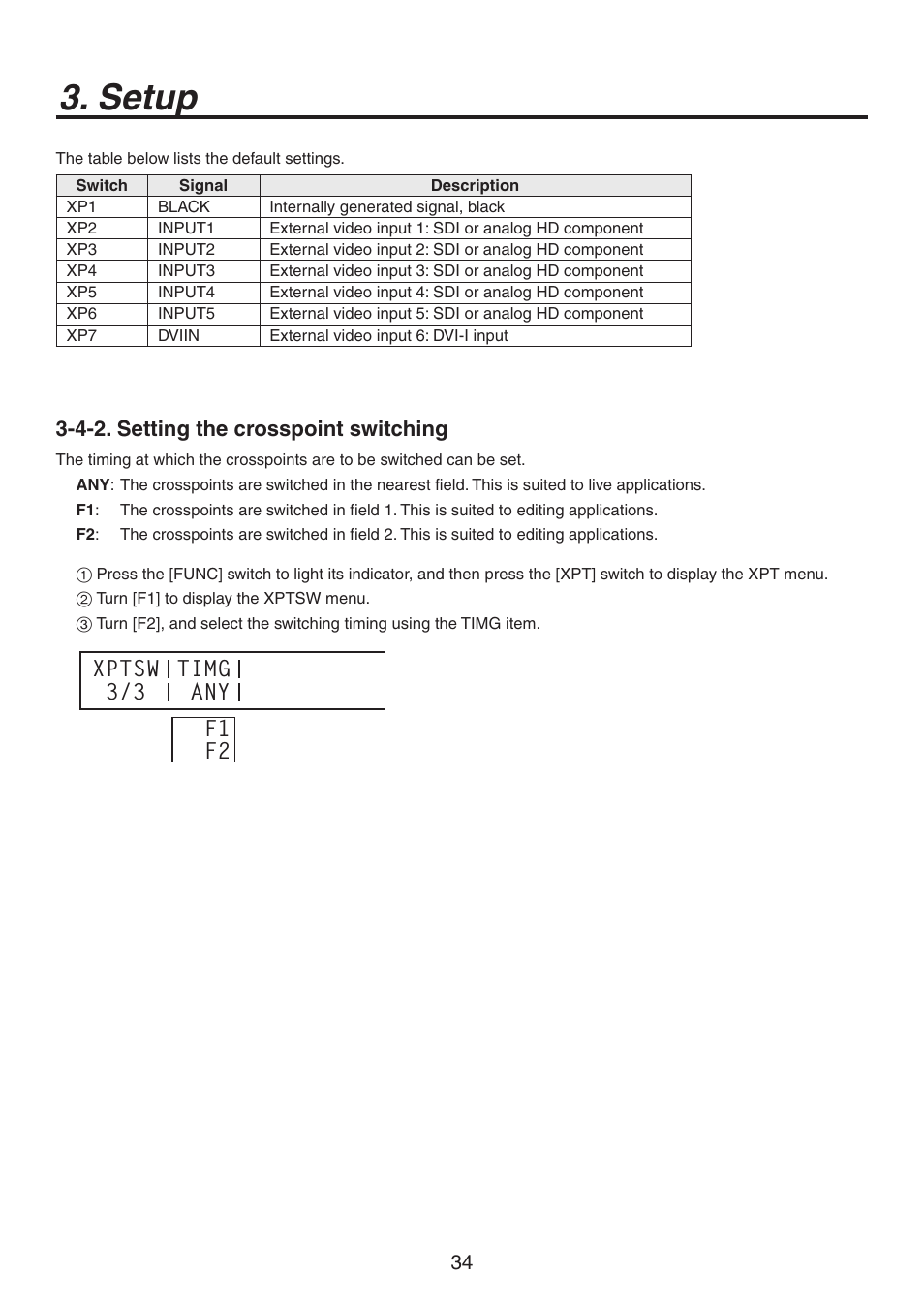 Setup, 4-2. setting the crosspoint switching | Philips AV-HS300G User Manual | Page 34 / 64