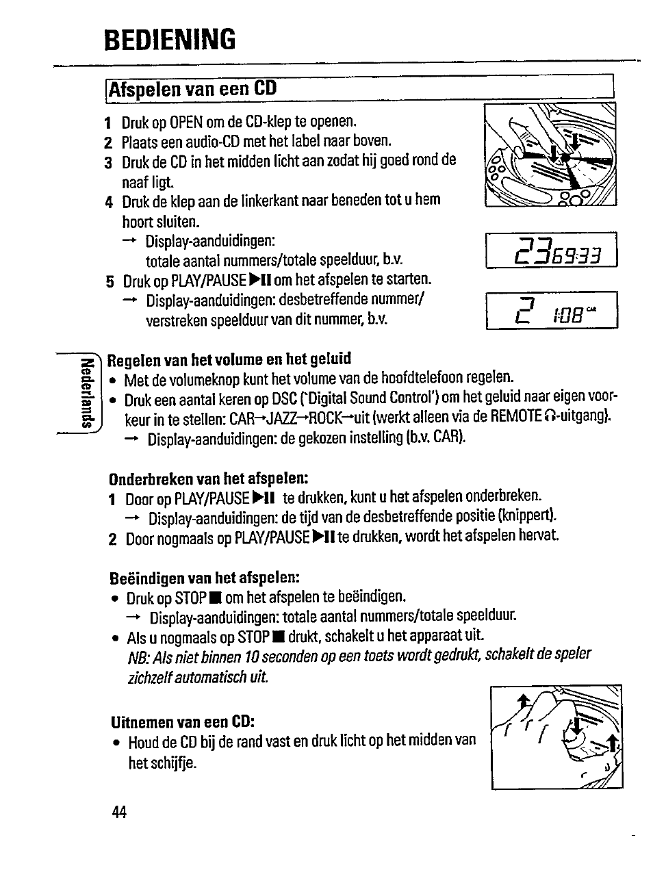 Afspelen van een cd, Bediening | Philips AZ 6846 User Manual | Page 8 / 16