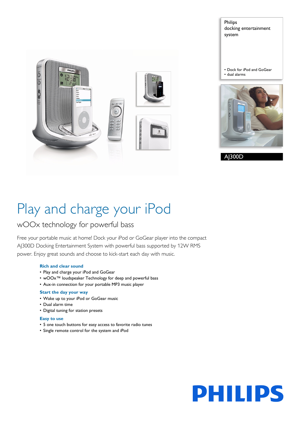 Philips AJ300D/05 User Manual | 2 pages