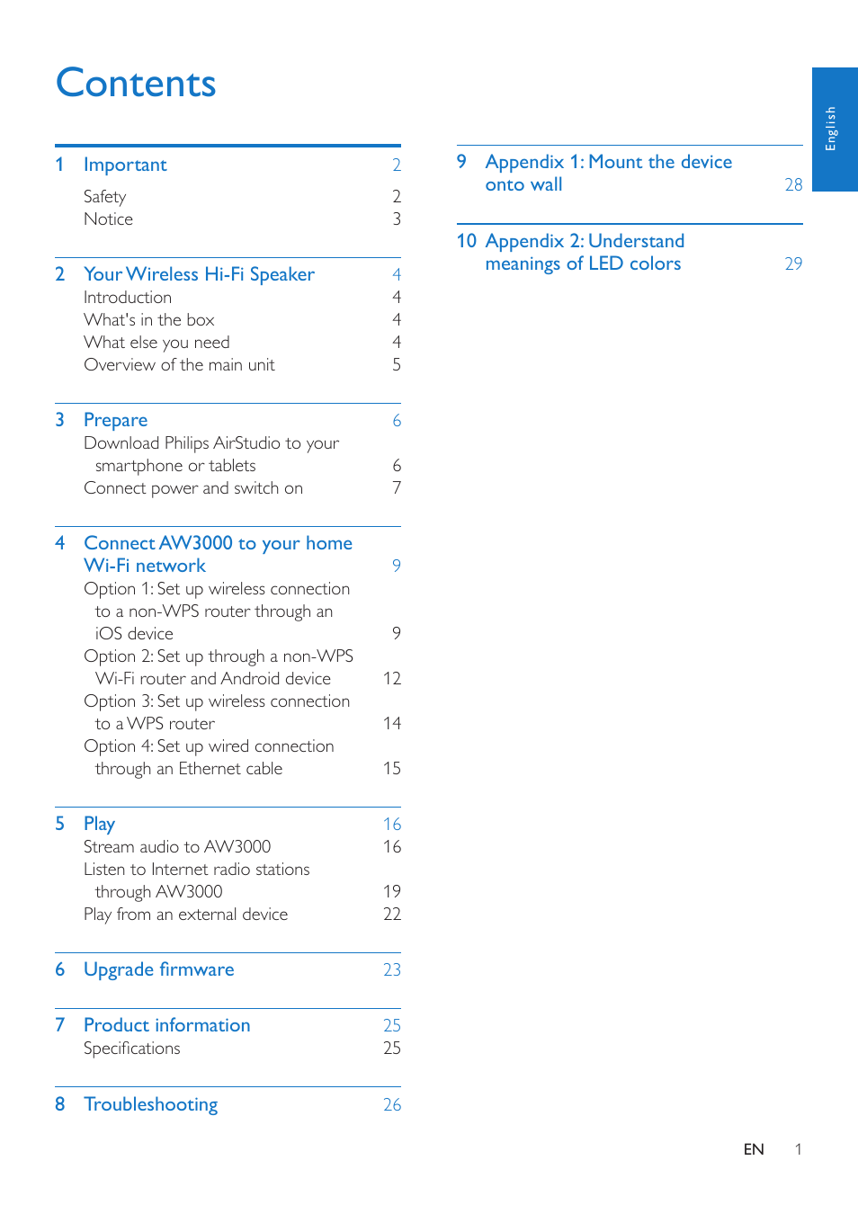Philips AW3000 User Manual | Page 3 / 32