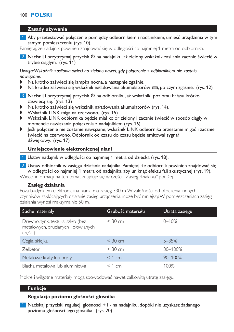 Zasady używania, Umiejscowienie elektronicznej niani, Zasięg działania | Philips SCD510/00 User Manual | Page 100 / 172