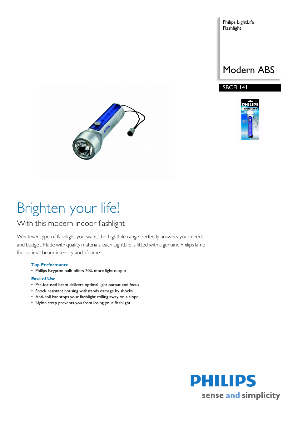 Philips Modern ABS SBCFL141/01B User Manual | 2 pages