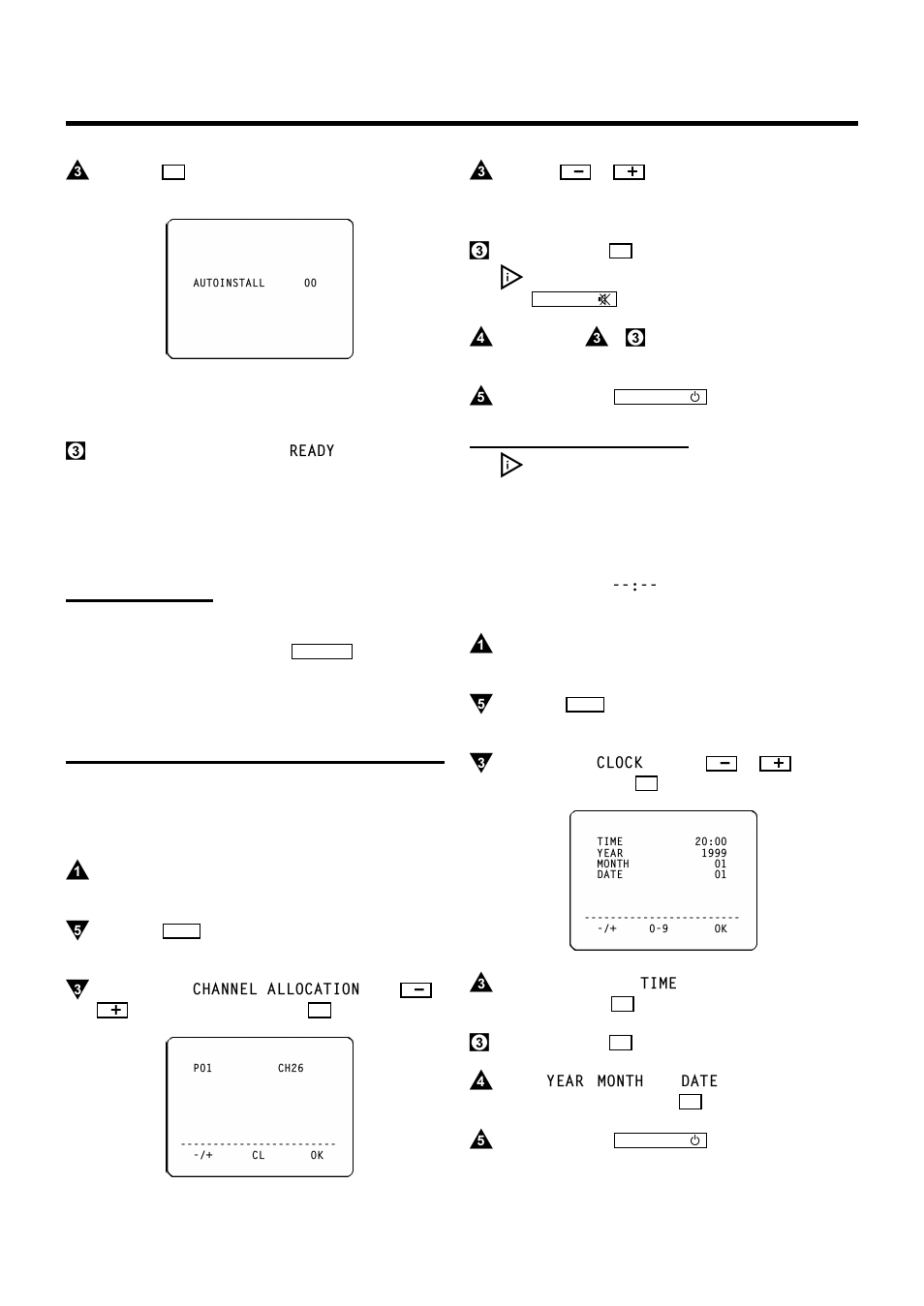 Monitor function, Sorting and clearing tv channels manually, Setting the time and date | Philips VR200/07 User Manual | Page 11 / 25