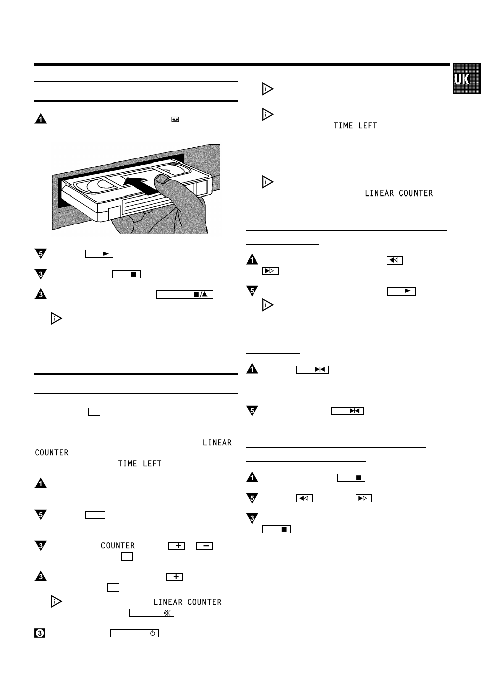 Playback functions, Playing a cassette, Tape position indication | Still picture | Philips VR200/07 User Manual | Page 14 / 25