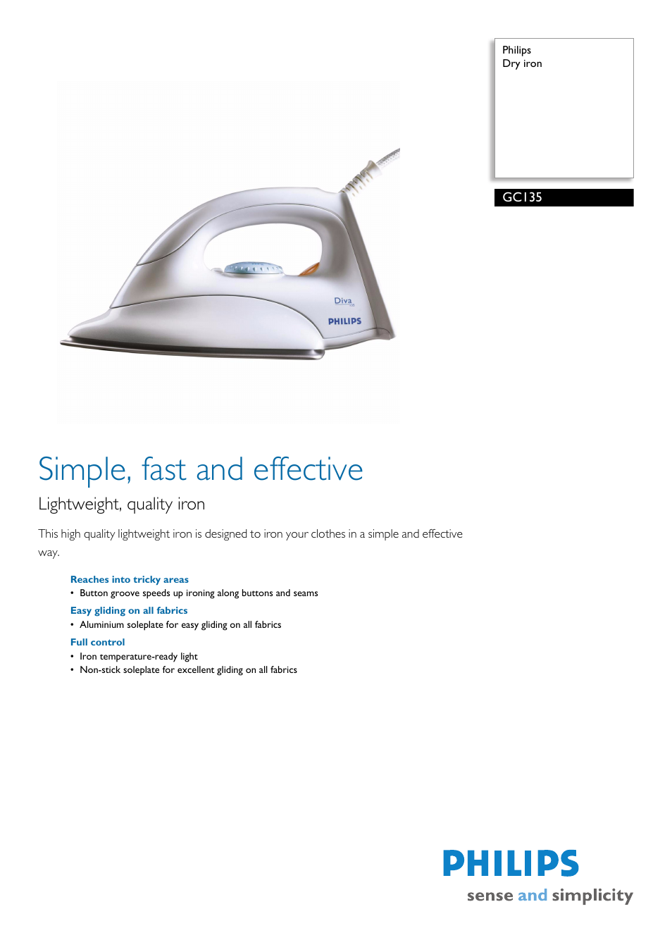 Philips GC135 User Manual | 2 pages