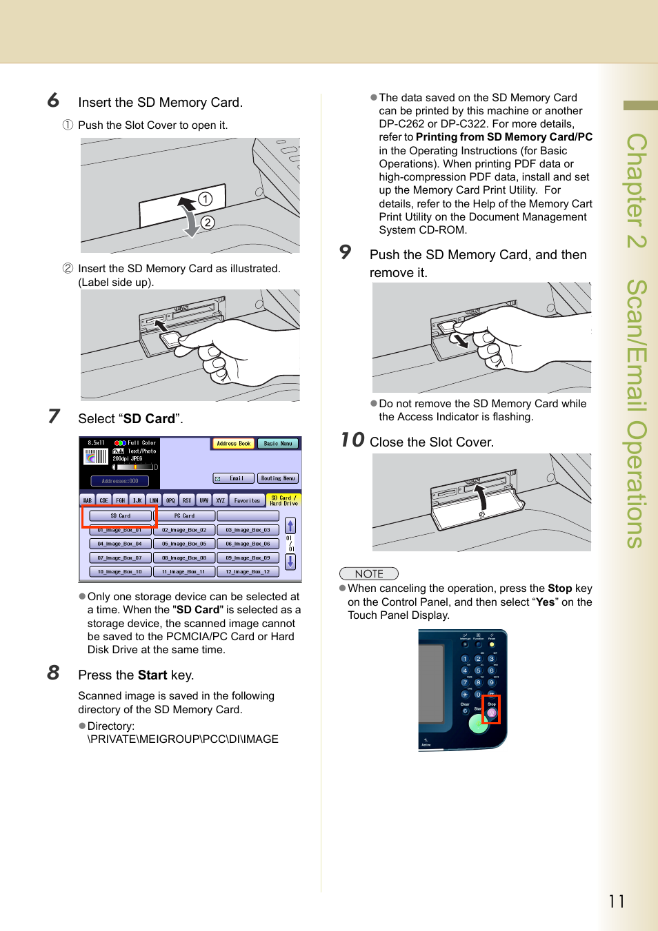 Chapter 2 scan/email operations | Philips WORKIO DP-C262 User Manual | Page 11 / 54