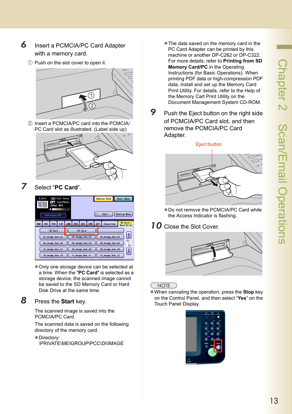 Chapter 2 scan/email operations | Philips WORKIO DP-C262 User Manual | Page 13 / 54