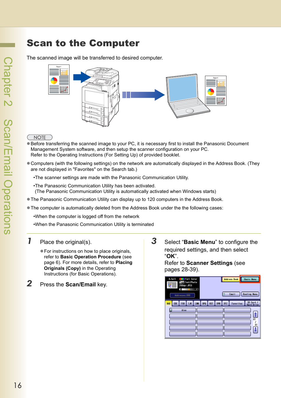 Scan to the computer, Chapter 2 scan/email operations | Philips WORKIO DP-C262 User Manual | Page 16 / 54