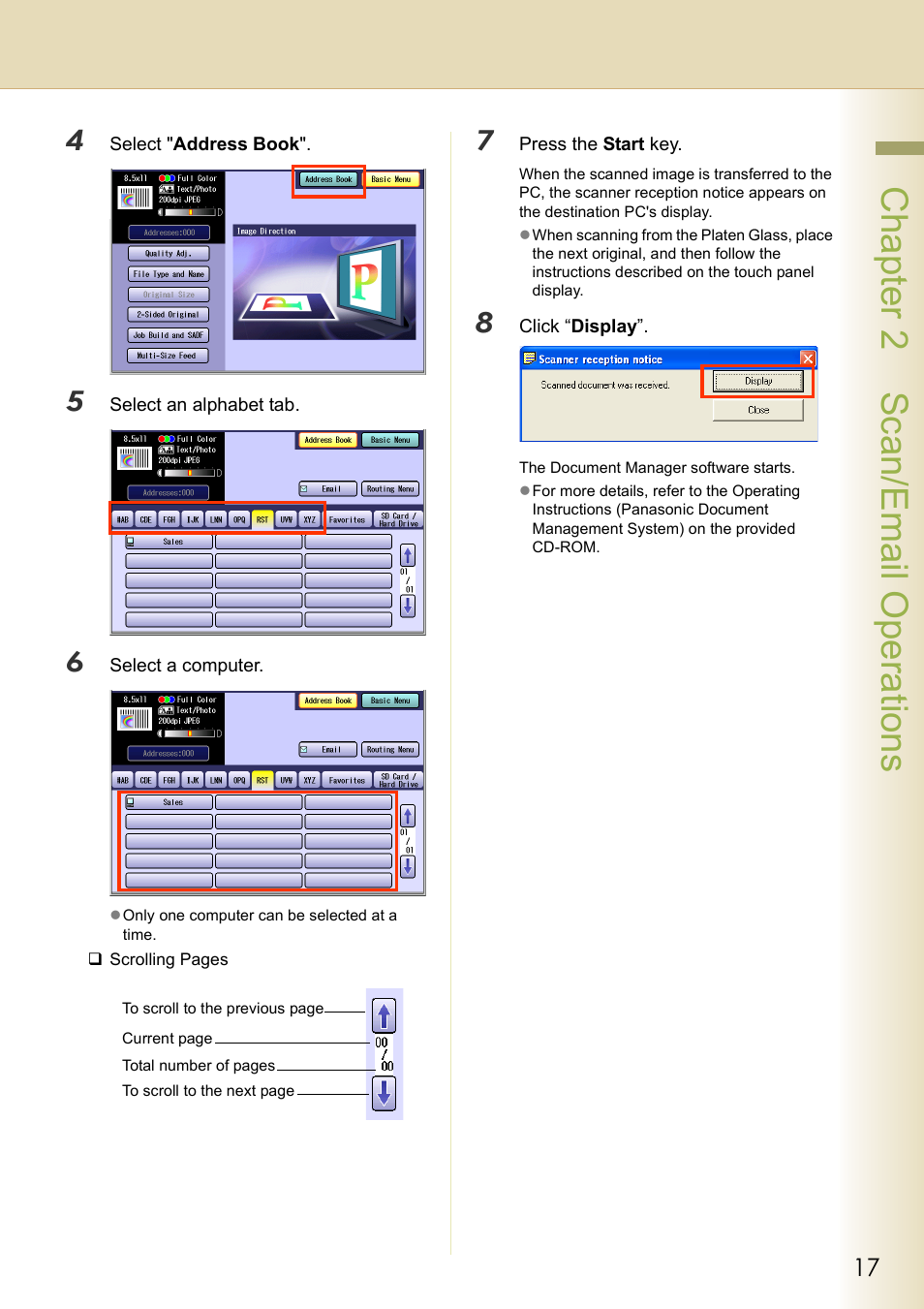 Chapter 2 scan/email operations | Philips WORKIO DP-C262 User Manual | Page 17 / 54