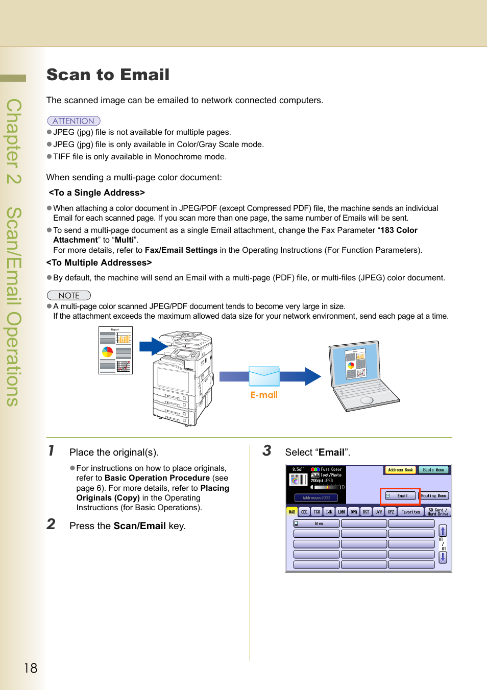 Scan to email, Chapter 2 scan/email operations | Philips WORKIO DP-C262 User Manual | Page 18 / 54