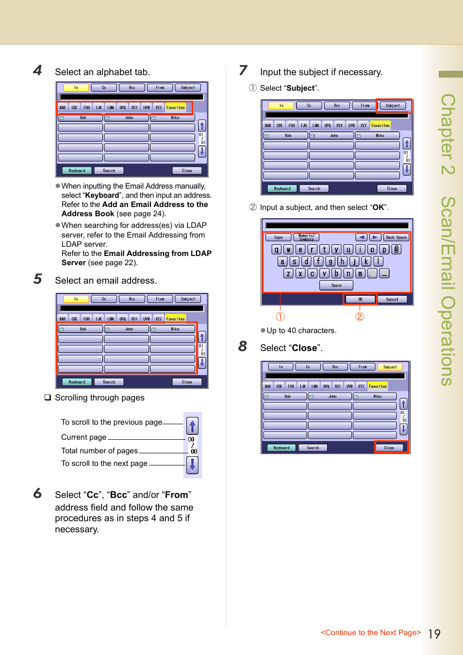 Chapter 2 scan/email operations | Philips WORKIO DP-C262 User Manual | Page 19 / 54