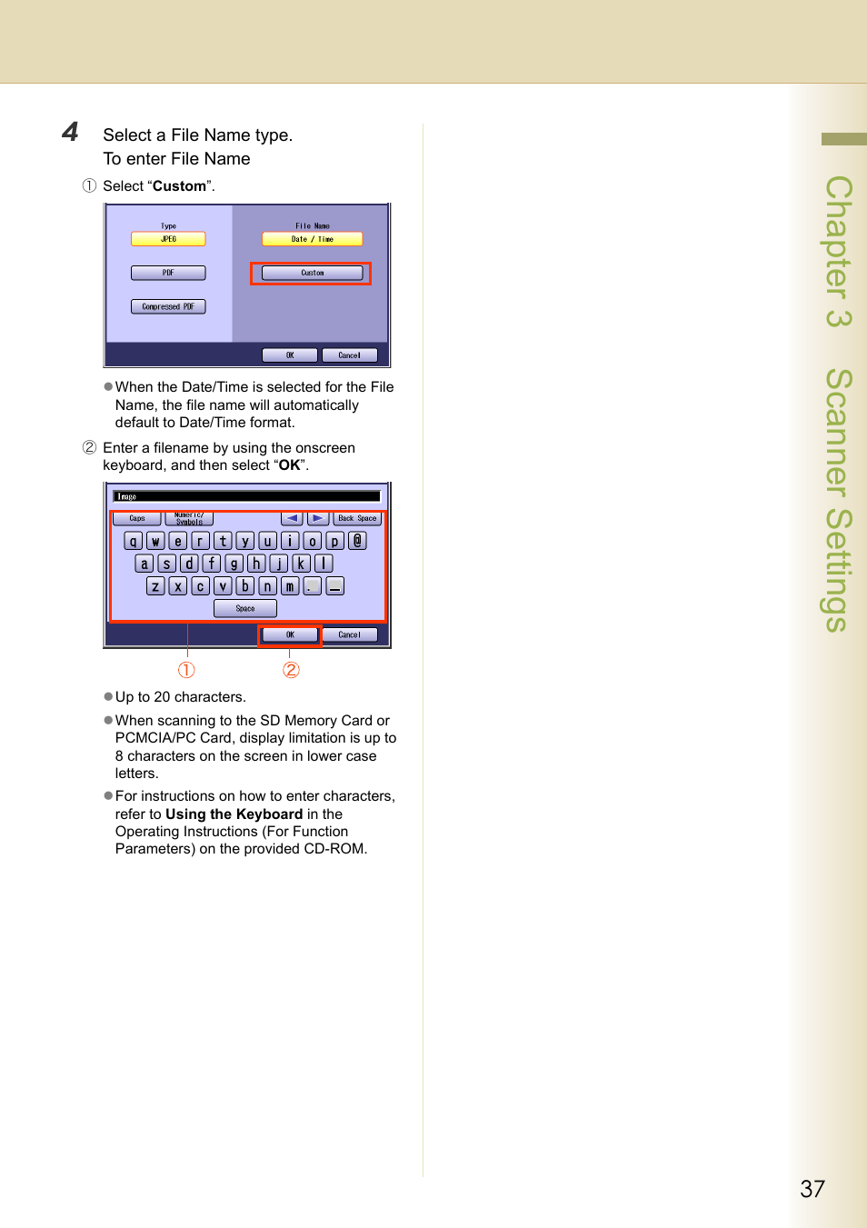 Chapter 3 scanner settings | Philips WORKIO DP-C262 User Manual | Page 37 / 54