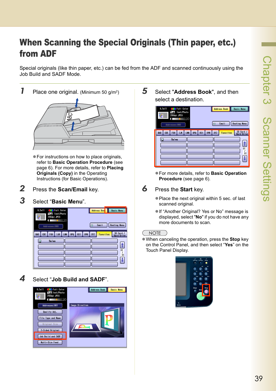 Chapter 3 scanner settings | Philips WORKIO DP-C262 User Manual | Page 39 / 54
