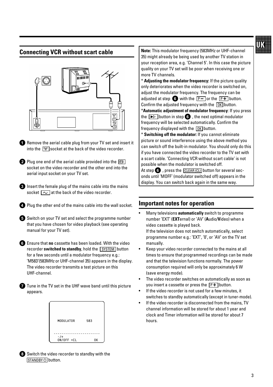 Connecting vcr without scart cable | Philips vr 685 User Manual | Page 5 / 20