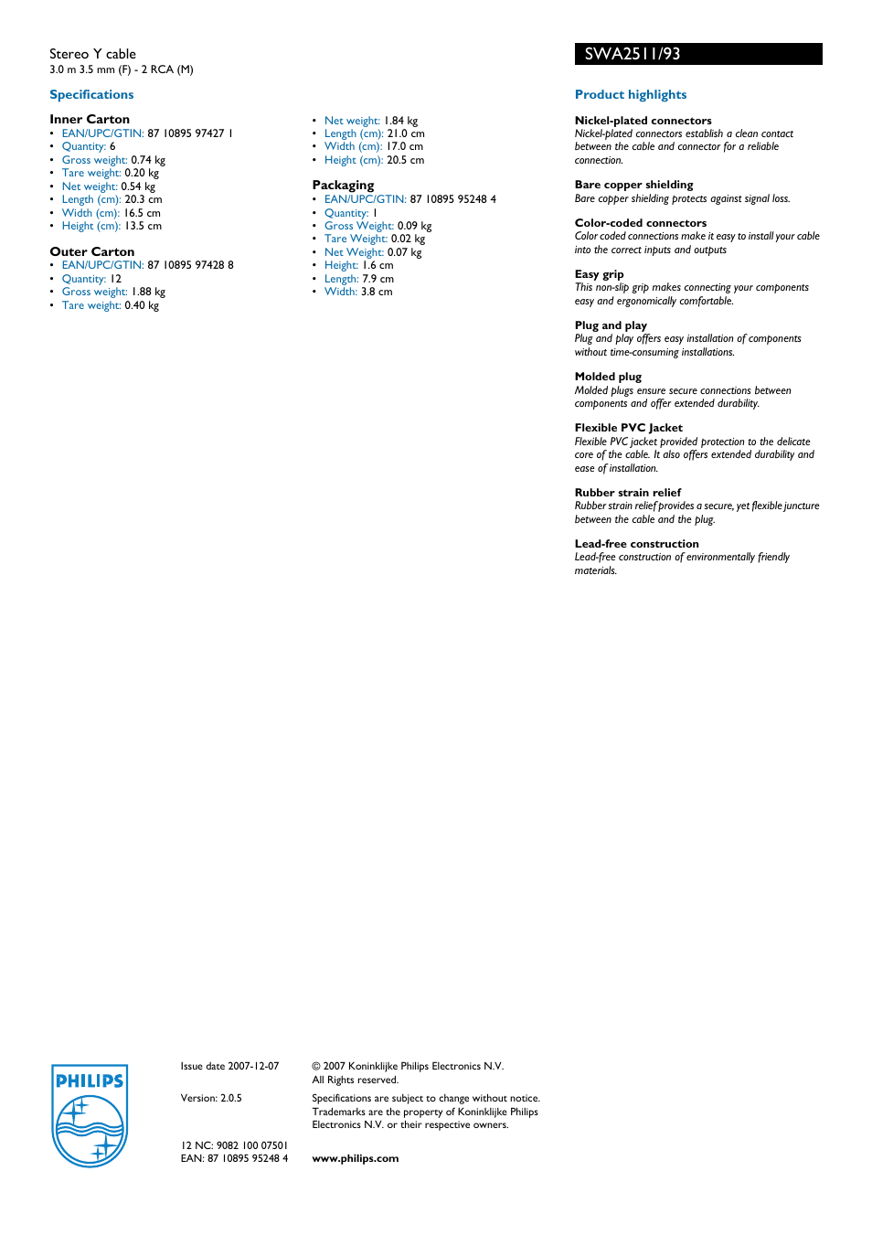 Philips SWA2511 User Manual | Page 2 / 2