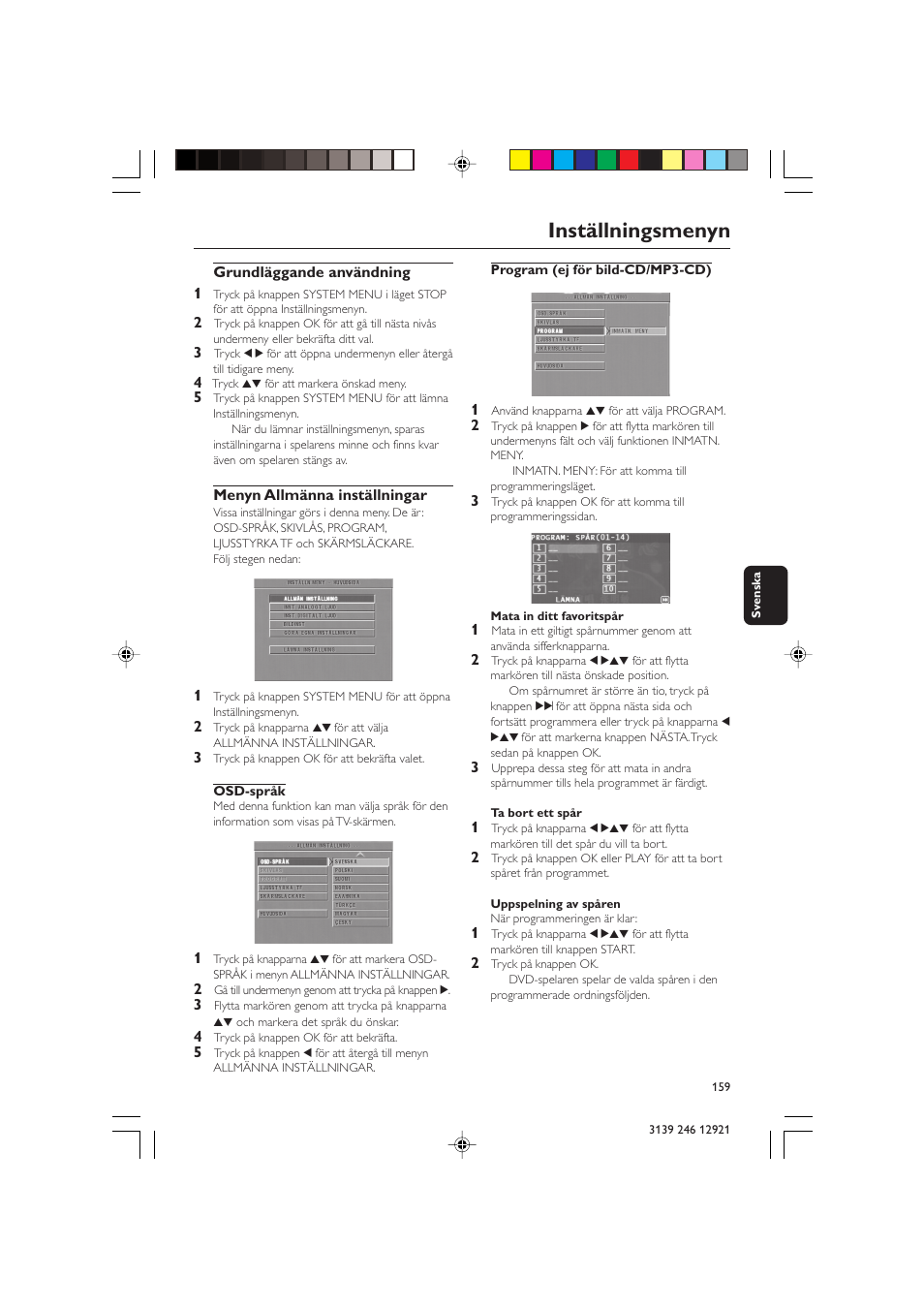 Inställningsmenyn | Philips DVD729/001 User Manual | Page 20 / 34