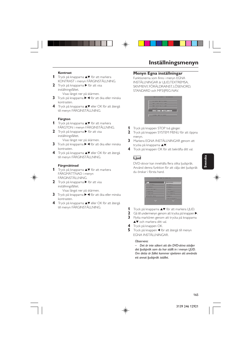 Inställningsmenyn | Philips DVD729/001 User Manual | Page 26 / 34