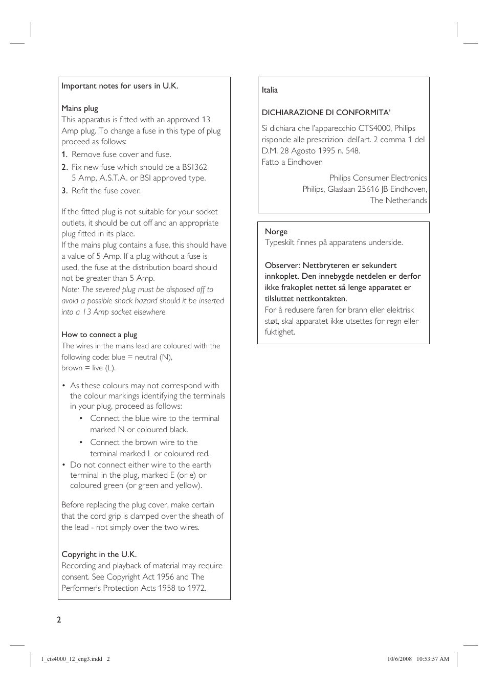 Philips CTS4000/05 User Manual | Page 2 / 42