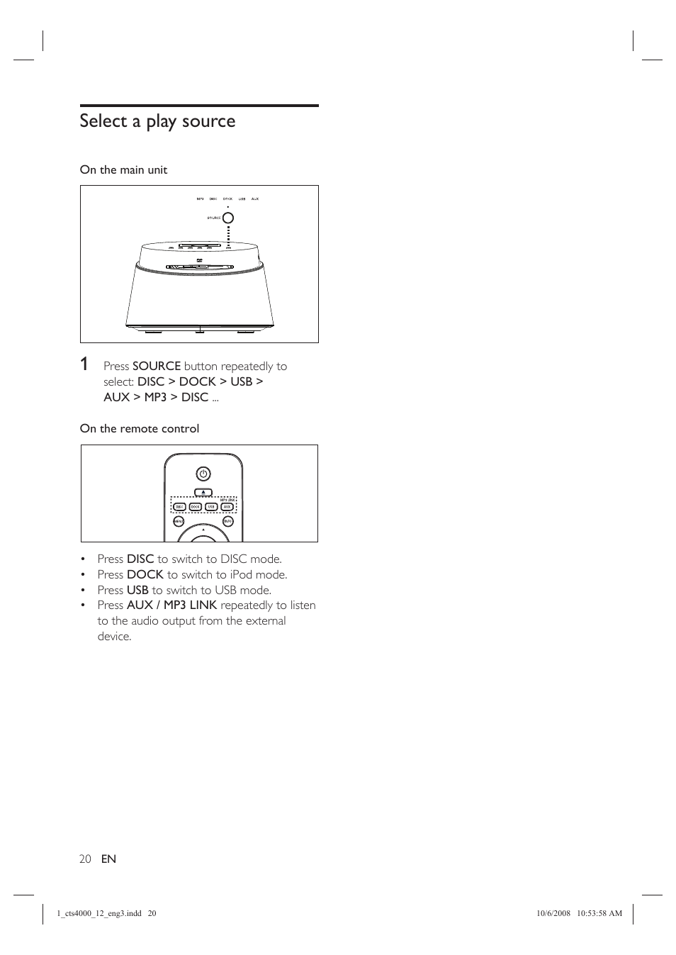 Select a play source | Philips CTS4000/05 User Manual | Page 20 / 42