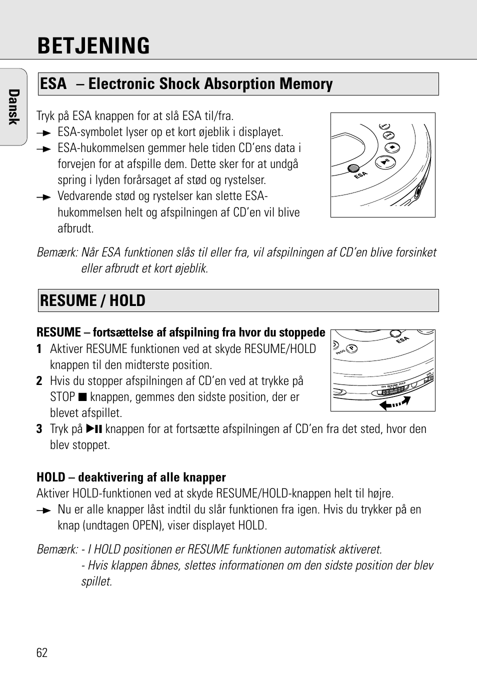 Betjening, Dansk | Philips AZ 7582 User Manual | Page 120 / 160