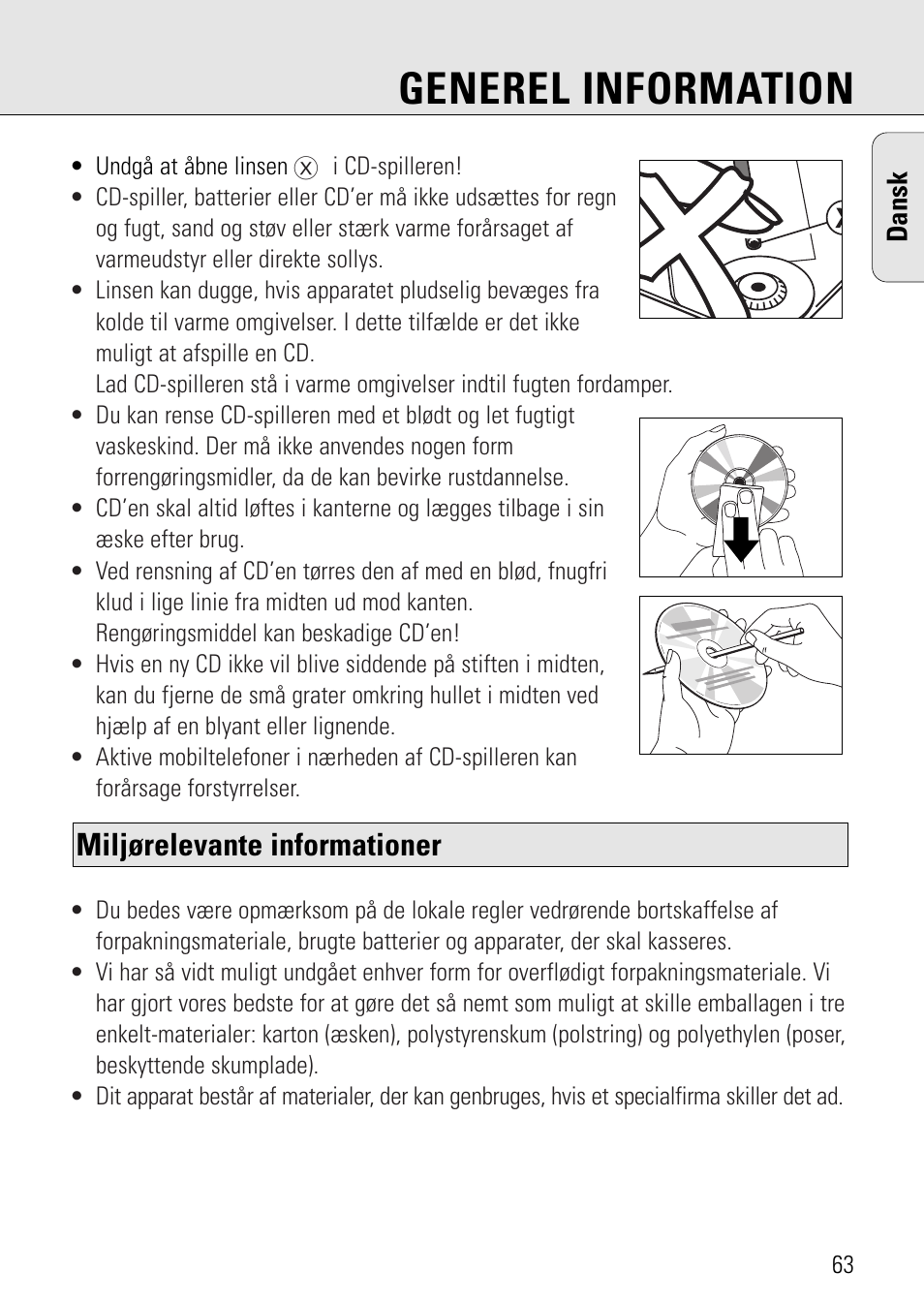 Generel information, Miljørelevante informationer | Philips AZ 7582 User Manual | Page 121 / 160