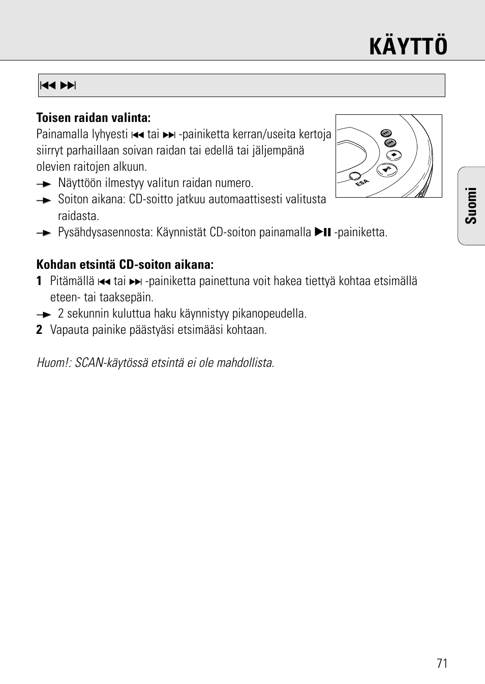 Käyttö, Suomi | Philips AZ 7582 User Manual | Page 129 / 160