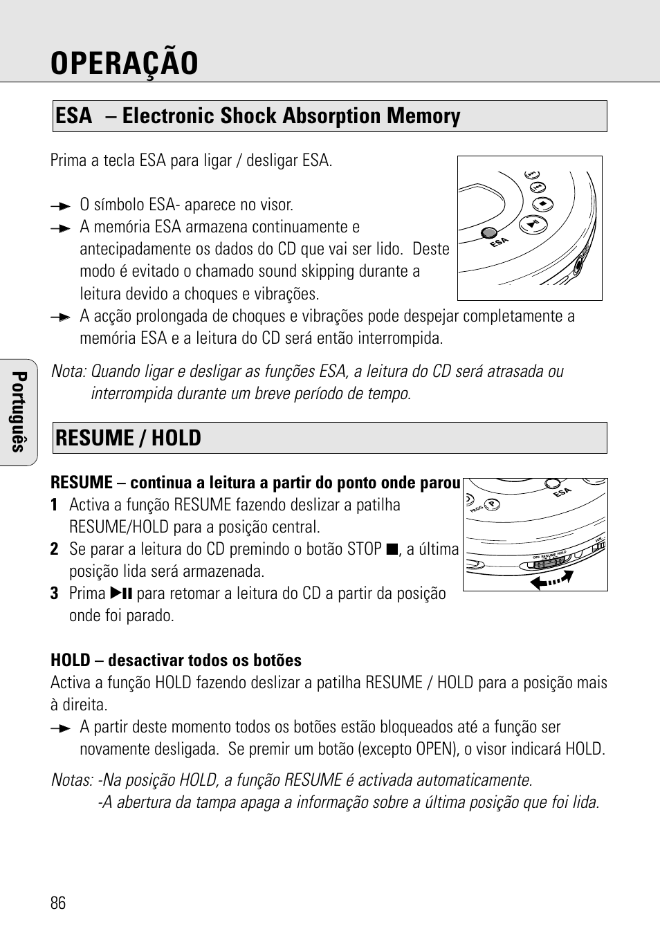 Operação, Português | Philips AZ 7582 User Manual | Page 144 / 160