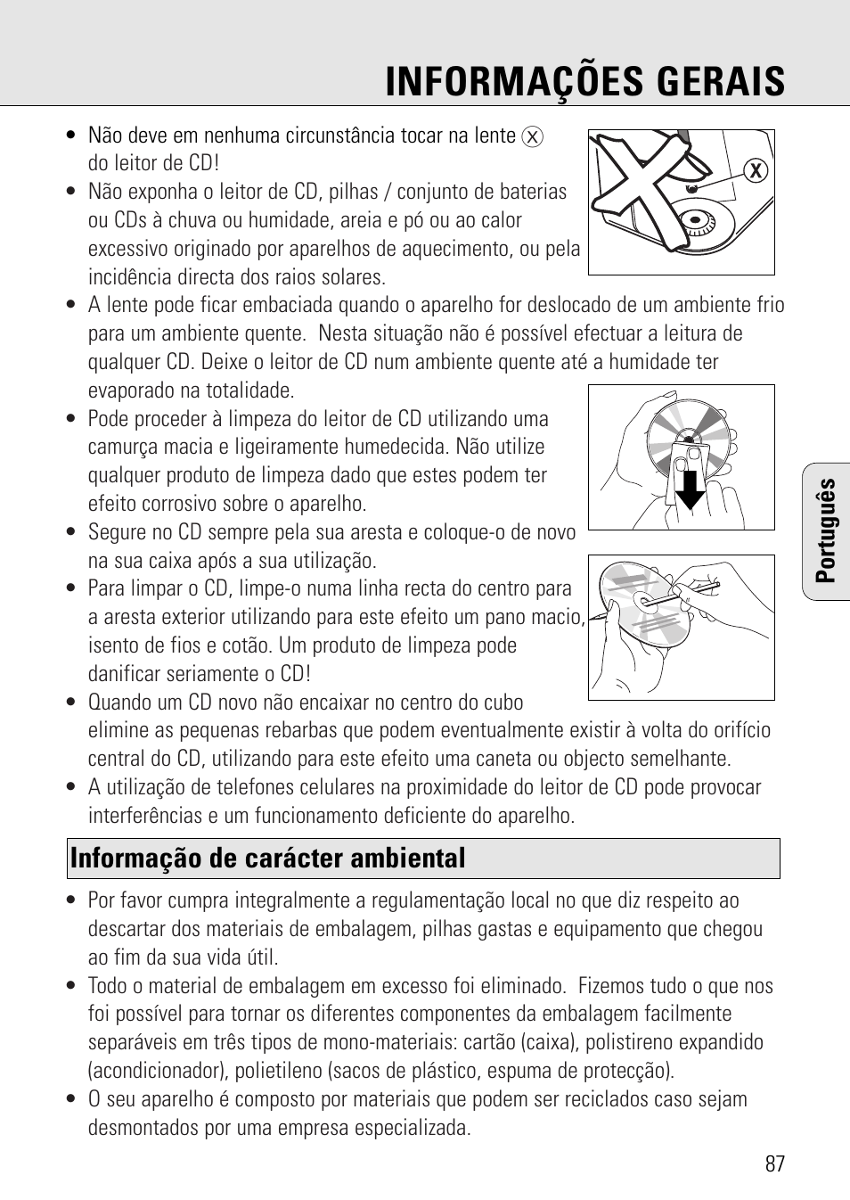 Informações gerais, Informação de carácter ambiental | Philips AZ 7582 User Manual | Page 145 / 160