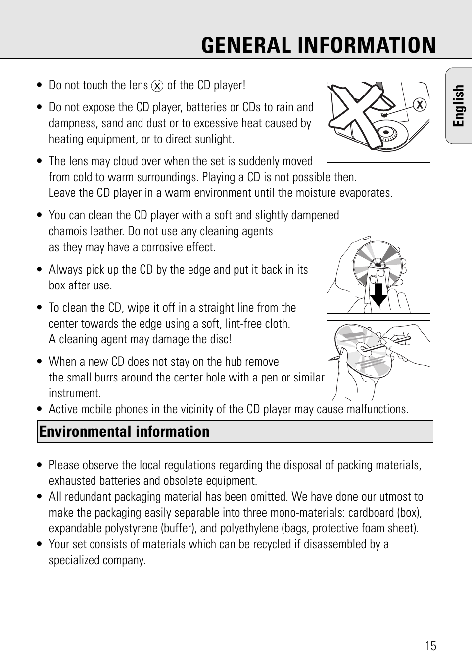 General information, Environmental information | Philips AZ 7582 User Manual | Page 15 / 160