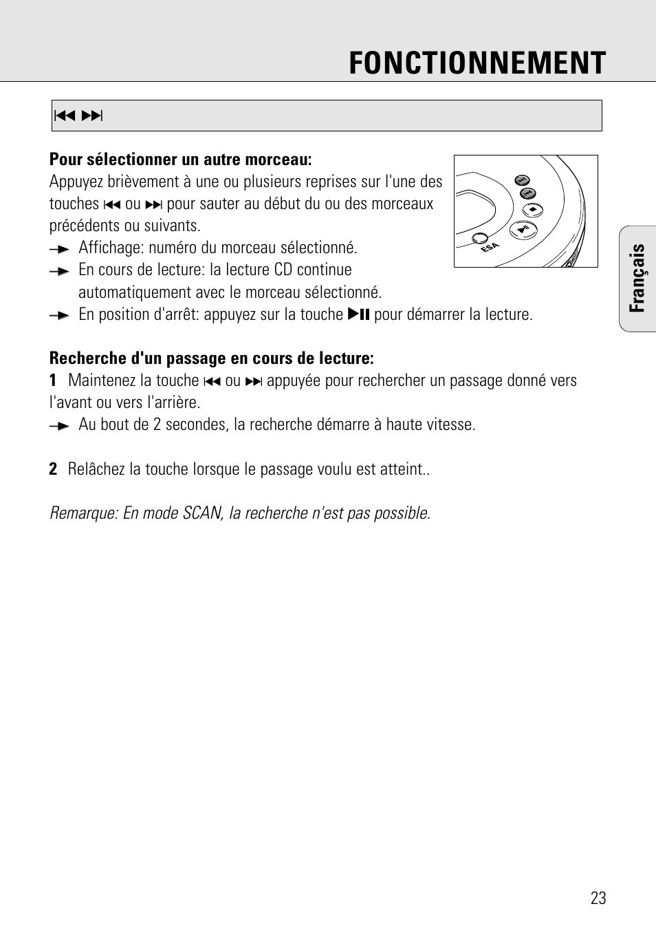 Fonctionnement, Français | Philips AZ 7582 User Manual | Page 23 / 160