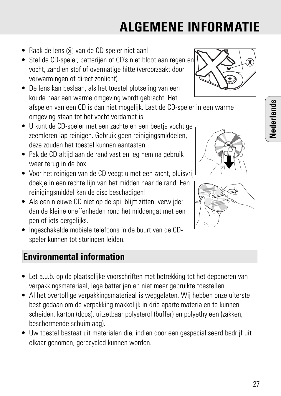 Algemene informatie, Environmental information | Philips AZ 7582 User Manual | Page 85 / 160