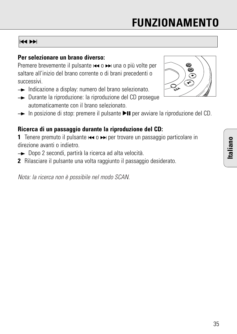 Funzionamento, Italiano | Philips AZ 7582 User Manual | Page 93 / 160