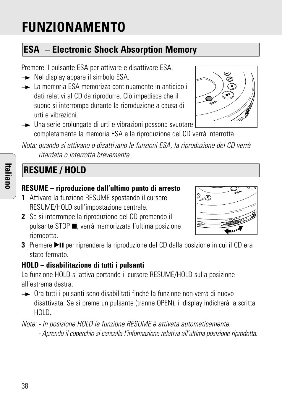 Funzionamento, Italiano | Philips AZ 7582 User Manual | Page 96 / 160