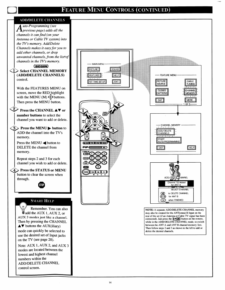 Eature, Ontrols, Continued | Philips 54XP43C/37 User Manual | Page 14 / 56