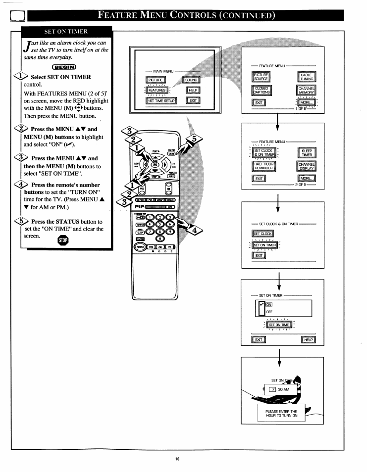 Eature, Ontrous, Continued | Philips 54XP43C/37 User Manual | Page 16 / 56