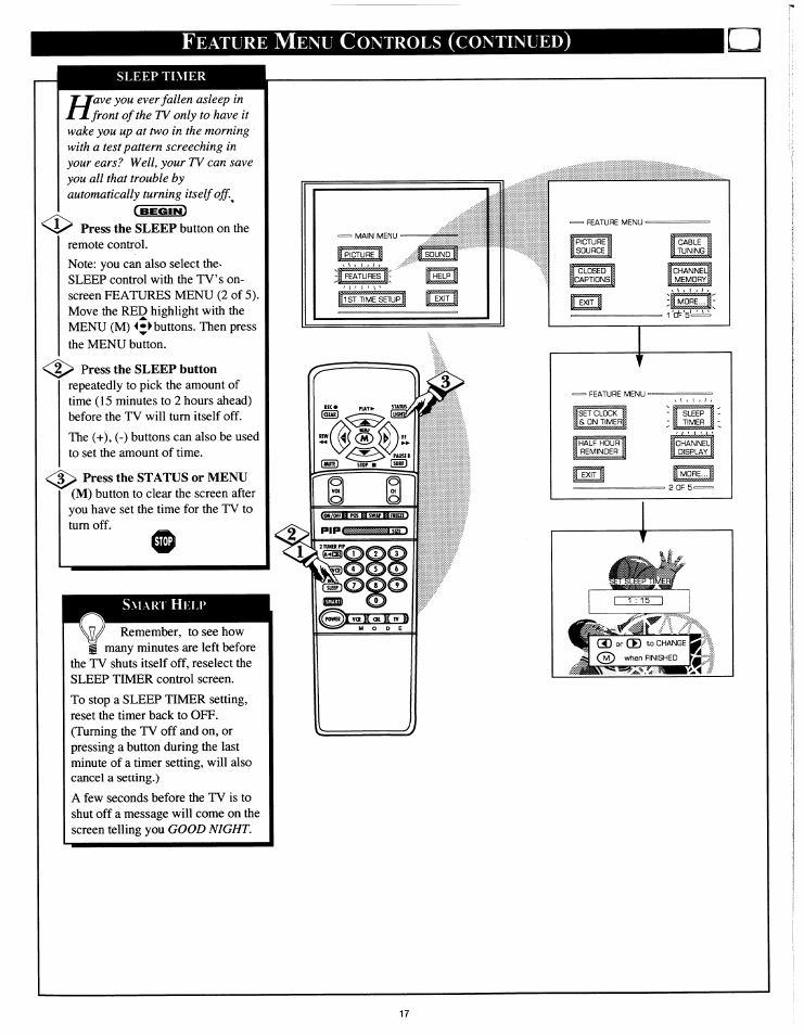 Eature, Ontrols, Continued | Philips 54XP43C/37 User Manual | Page 17 / 56