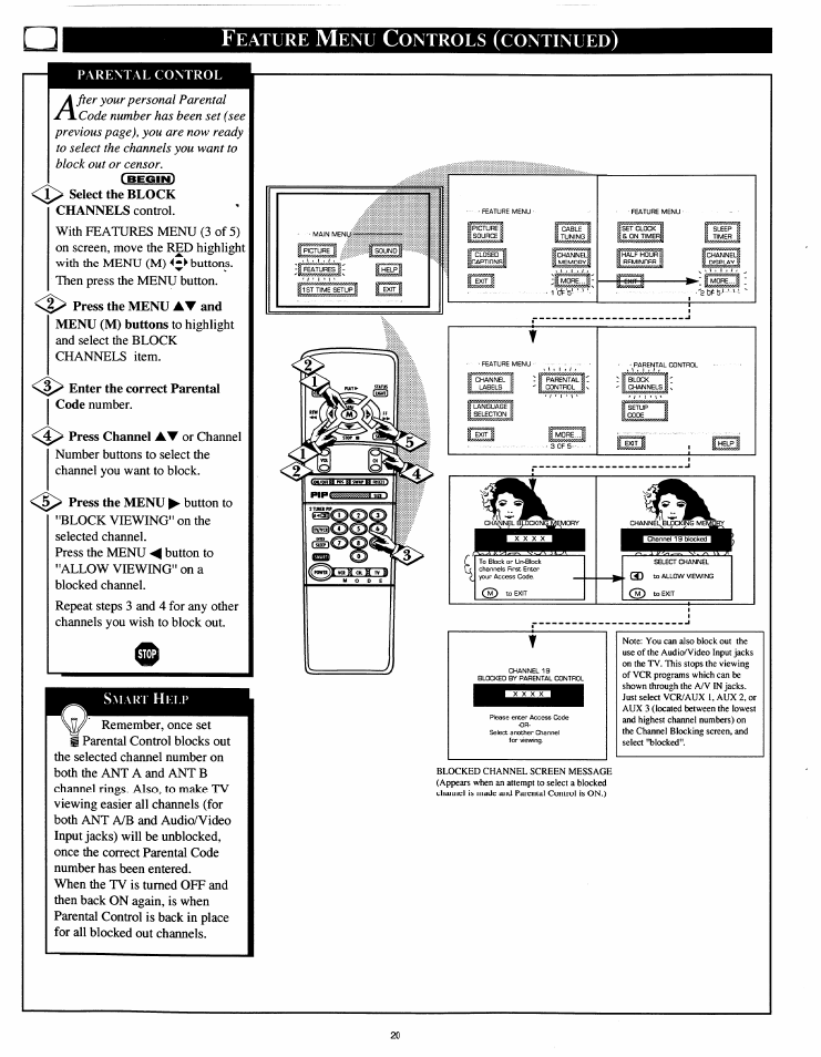 Eature, Ontrols, Continued | Philips 54XP43C/37 User Manual | Page 20 / 56