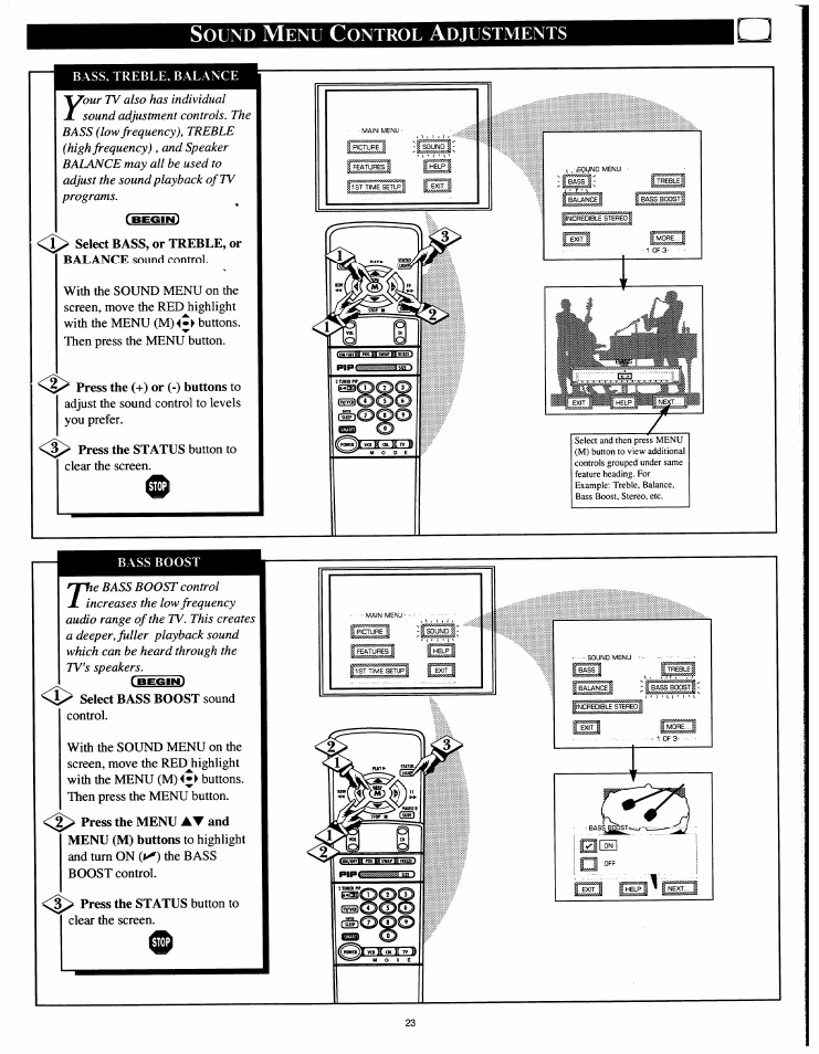 Ound, Ontrol, Djustments | Philips 54XP43C/37 User Manual | Page 23 / 56