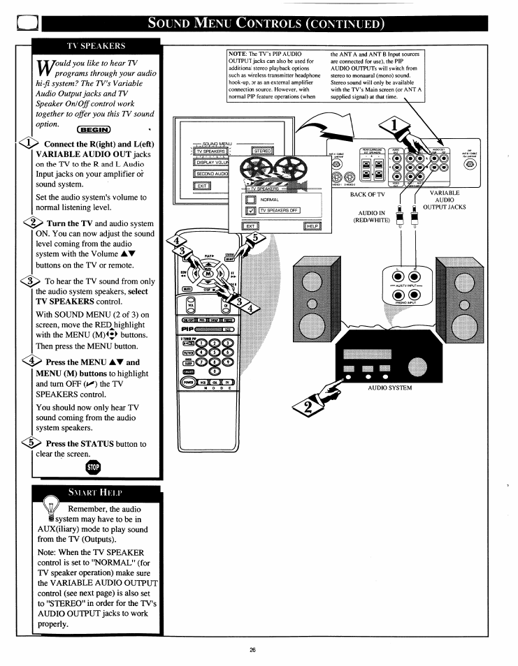 Ound, Ontrols, Continued | Philips 54XP43C/37 User Manual | Page 26 / 56