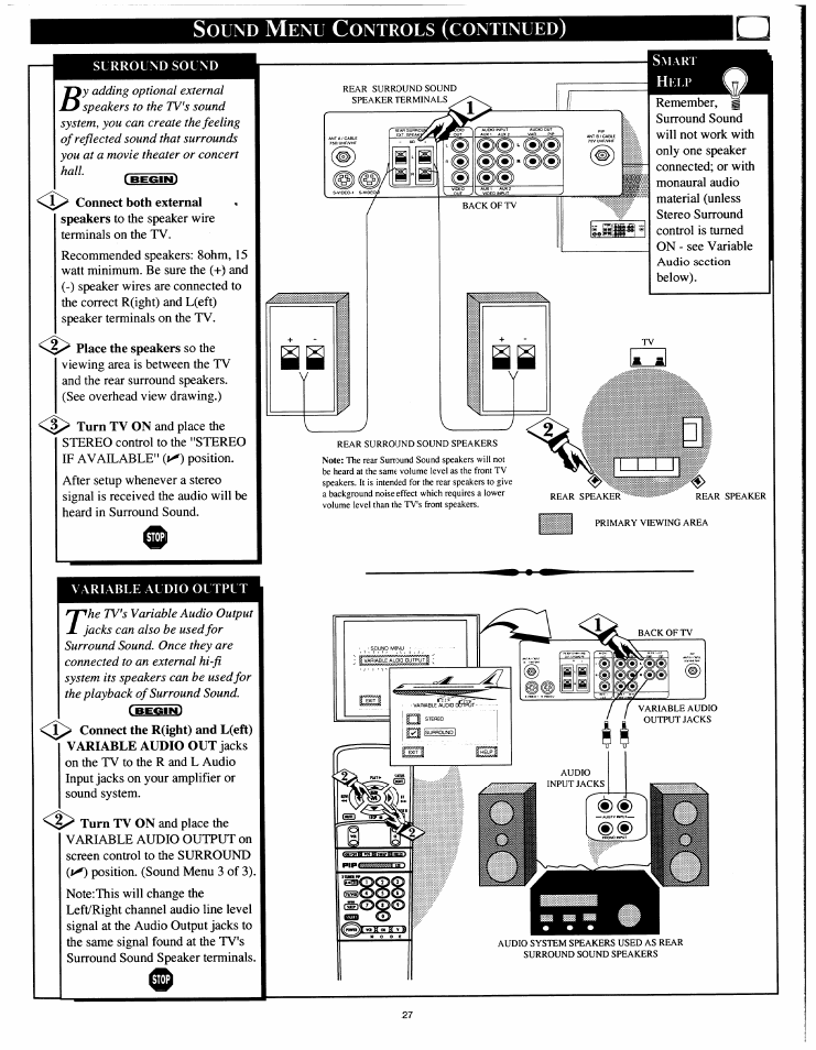 Sound menu controls (continued) | Philips 54XP43C/37 User Manual | Page 27 / 56